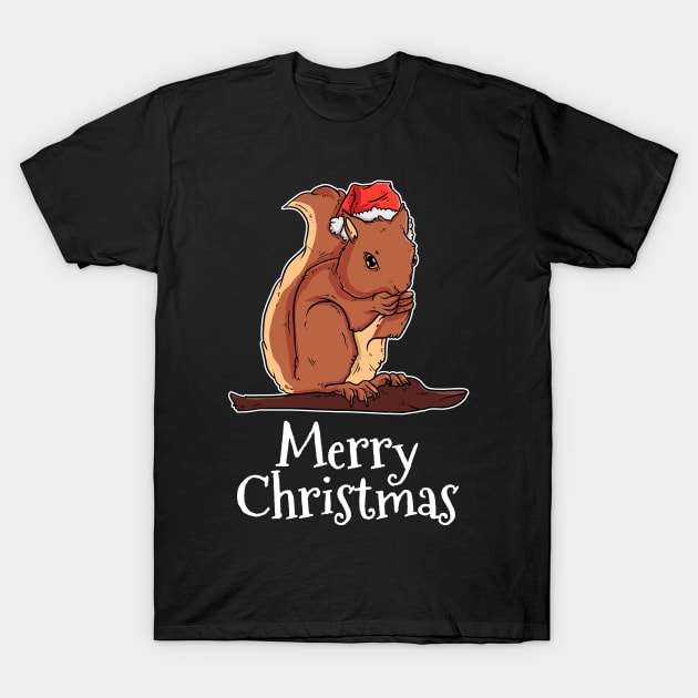 Merry Christmas Squirrel Santas Hat Squirrel T-Shirt by TheTeeBee